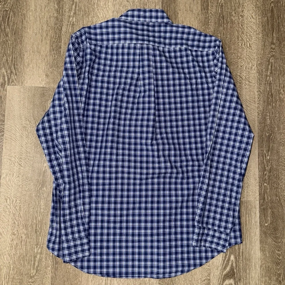 Polo Ralph Lauren Long Sleeve Button Down‎ Oxford Shirt Men's L Blue White Plaid